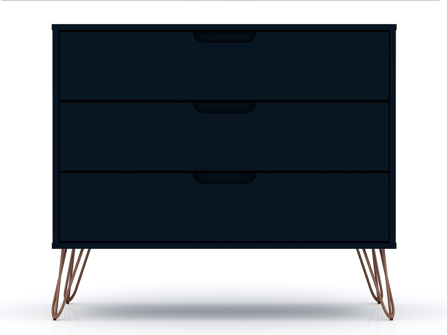 Manhattan Comfort Rockefeller Dresser Cabinet With 3-Drawers In Tatiana Midnight Blue