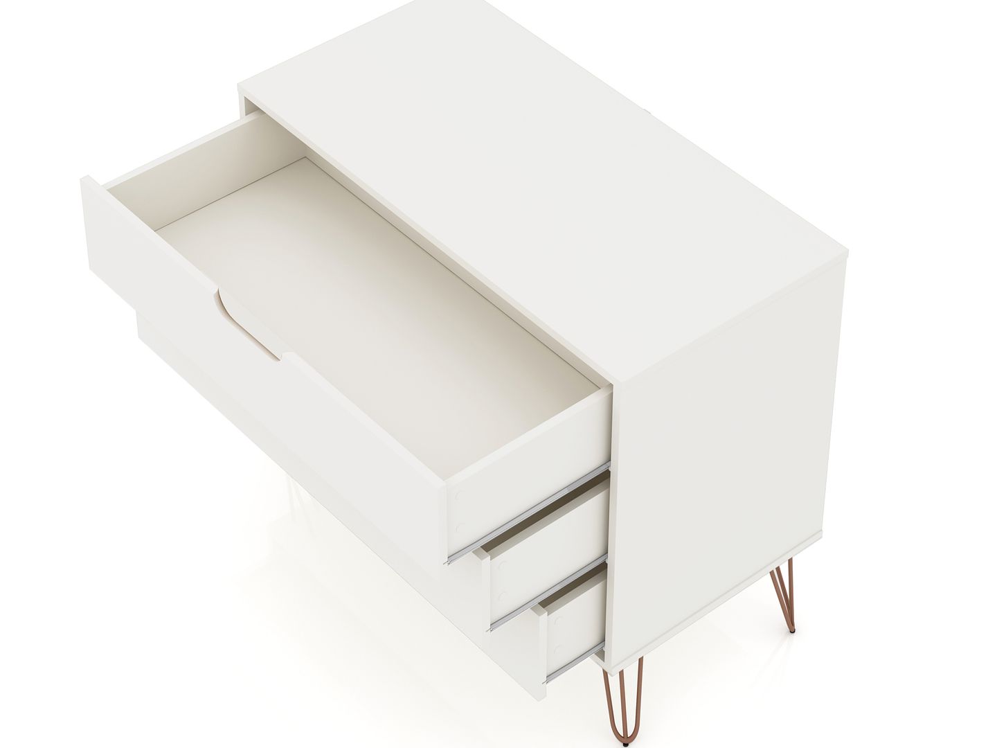 Manhattan Comfort Rockefeller Dresser Cabinet With 3-Drawers In White