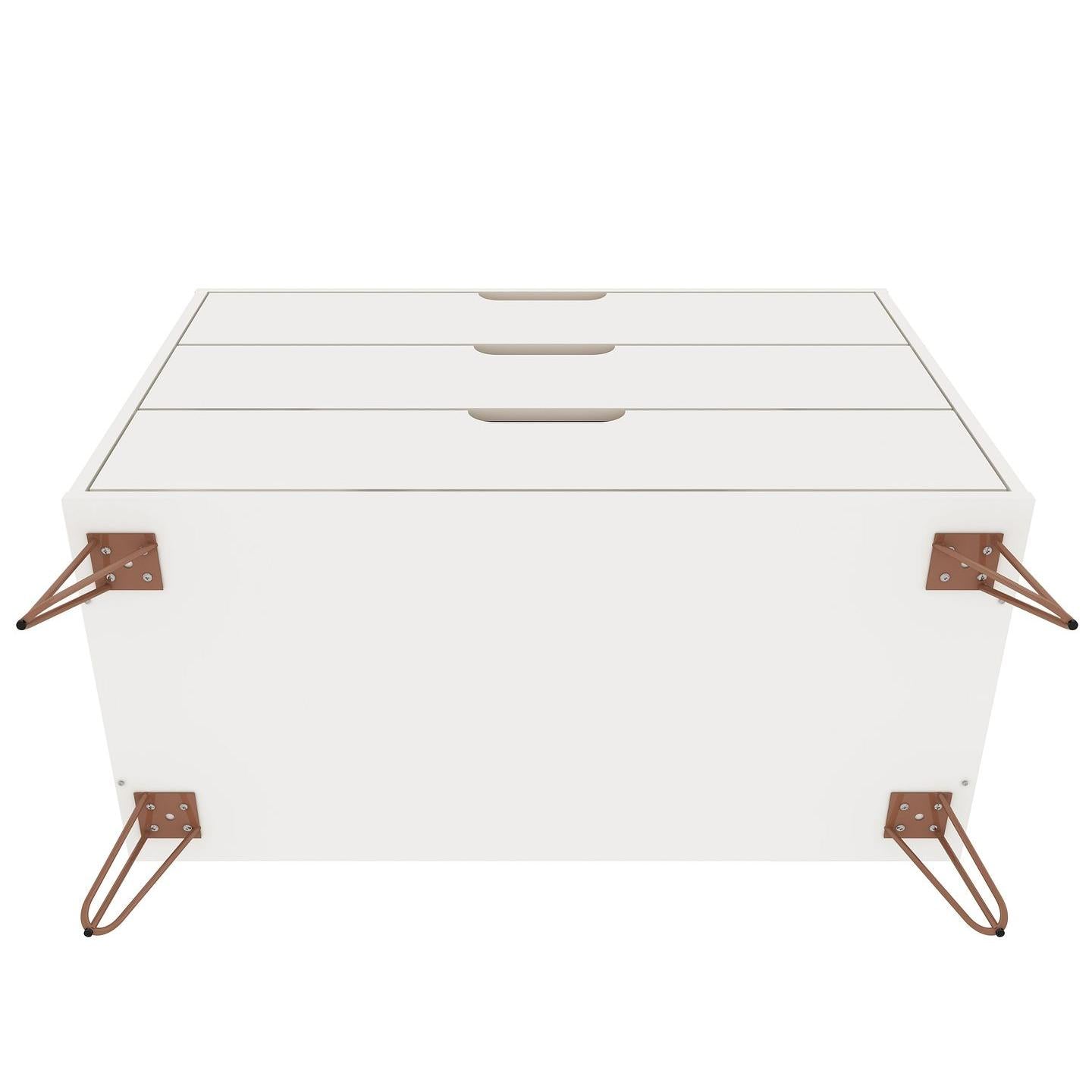 Manhattan Comfort Rockefeller Dresser Cabinet With 3-Drawers In White