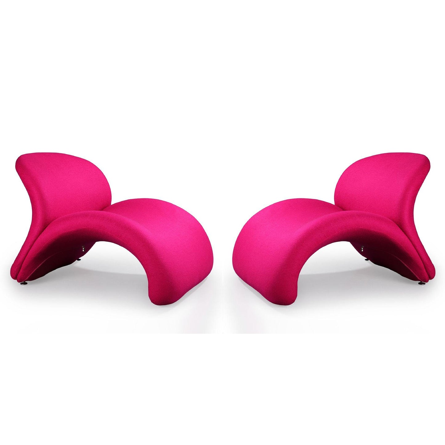 Manhattan Comfort Rosebud Fuchsia Pink Wool Blend Accent Chairs In A Set Of 2