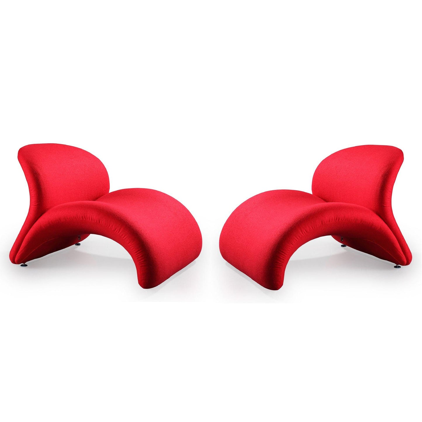 Manhattan Comfort Rosebud Red Wool Blend Accent Chairs In A Set Of 2