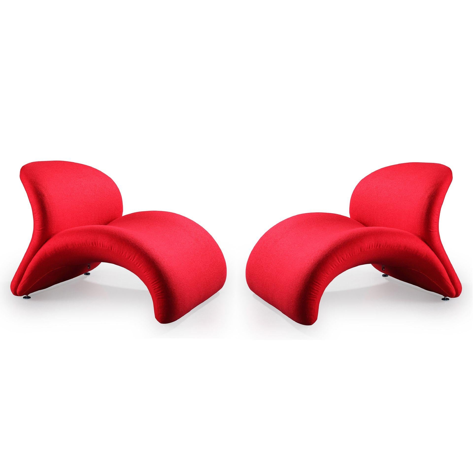 Manhattan Comfort Rosebud Red Wool Blend Accent Chairs In A Set Of 2
