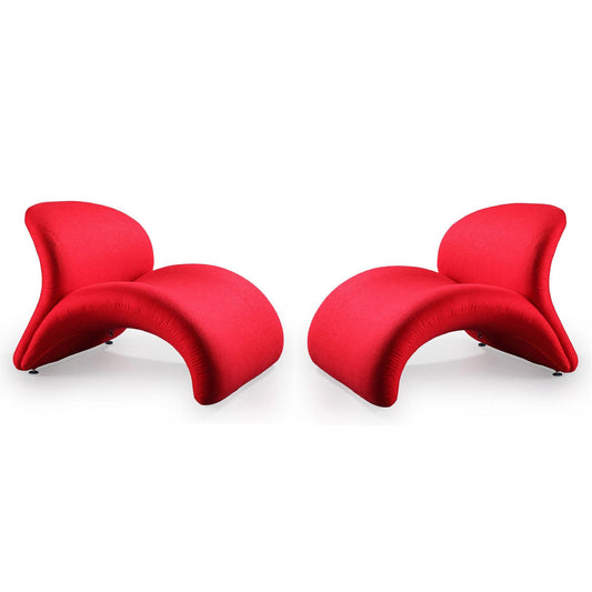 Manhattan Comfort Rosebud Red Wool Blend Accent Chairs In A Set Of 2