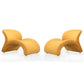 Manhattan Comfort Rosebud Yellow Wool Blend Accent Chairs In A Set Of 2