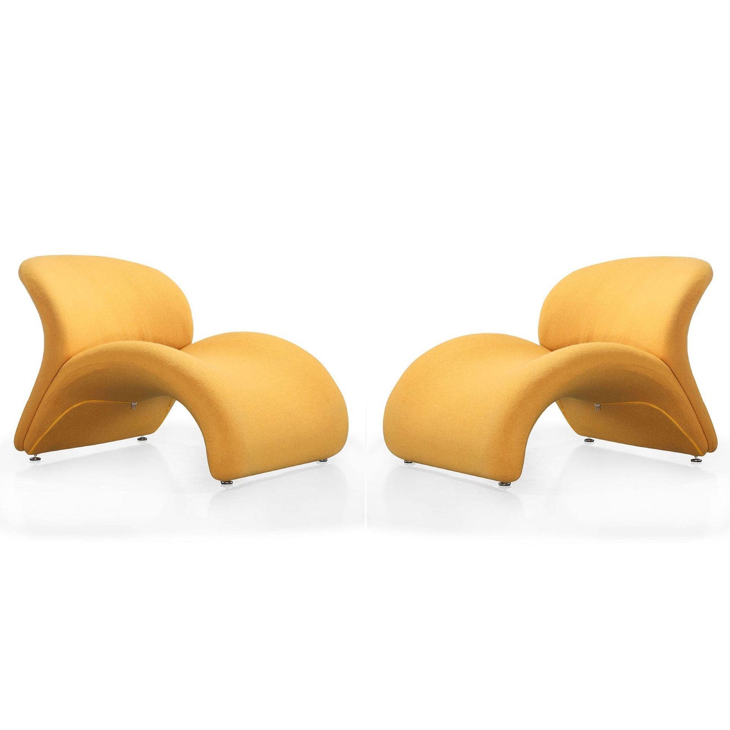 Manhattan Comfort Rosebud Yellow Wool Blend Accent Chairs In A Set Of 2
