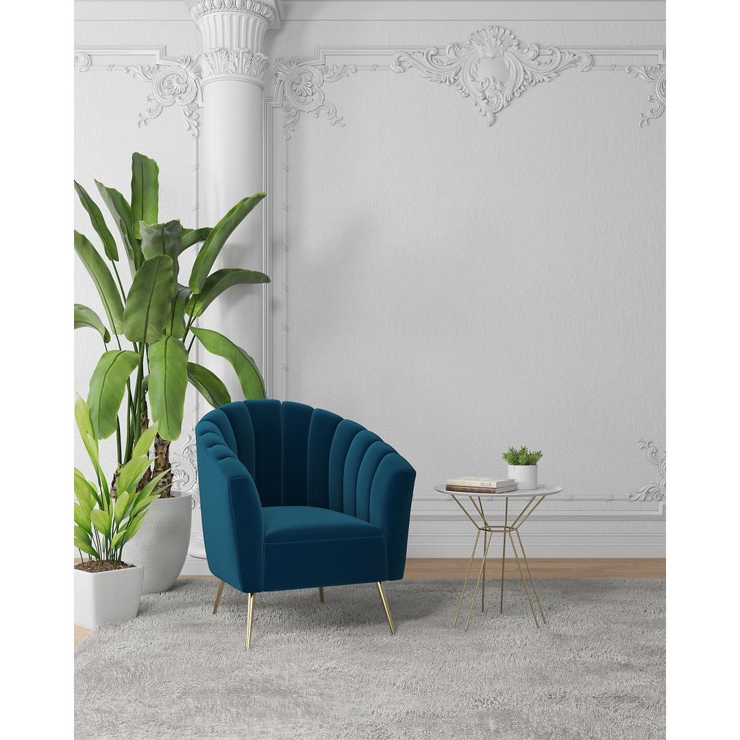Manhattan Comfort Rosemont Blue & Gold Velvet Accent Chair