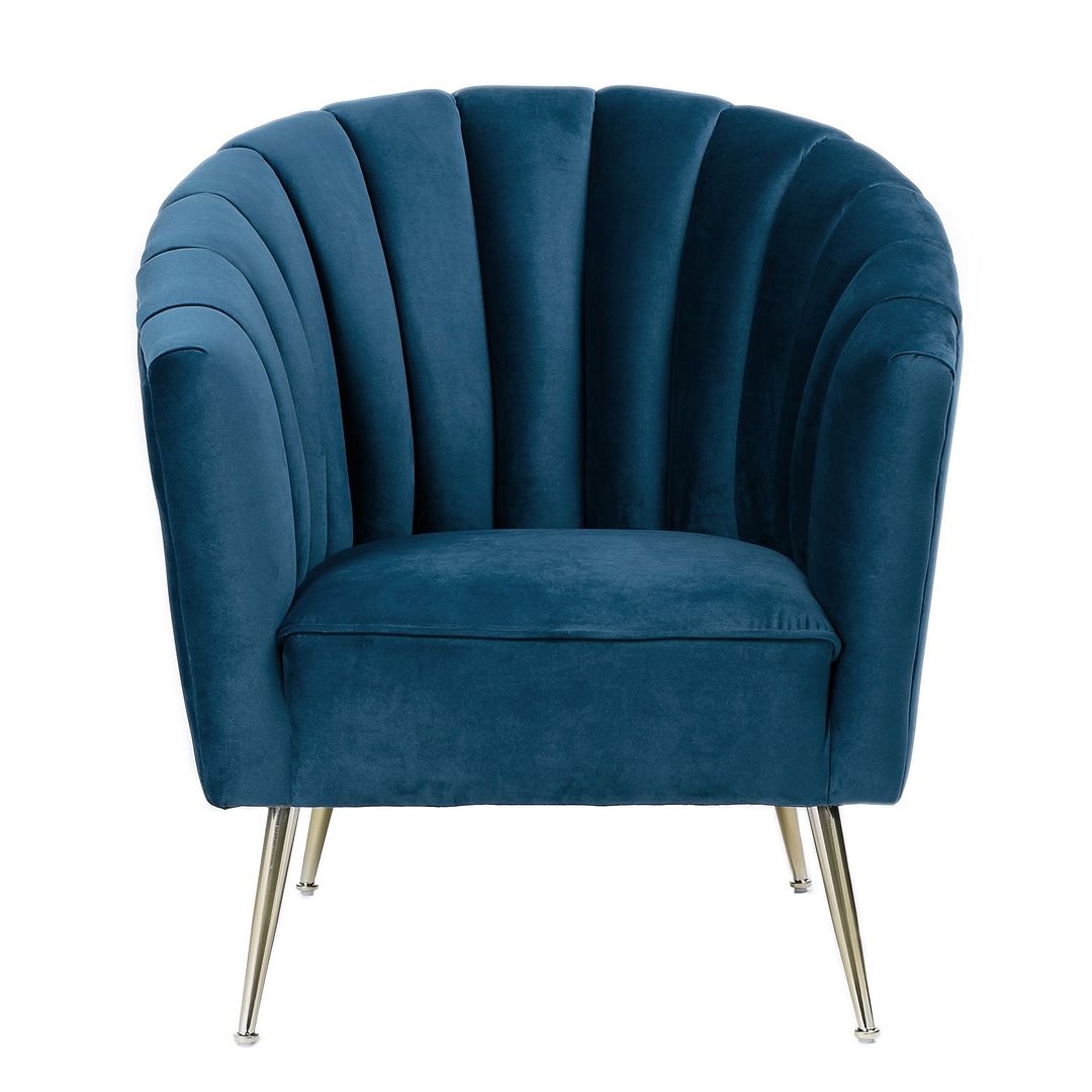 Manhattan Comfort Rosemont Blue & Gold Velvet Accent Chair