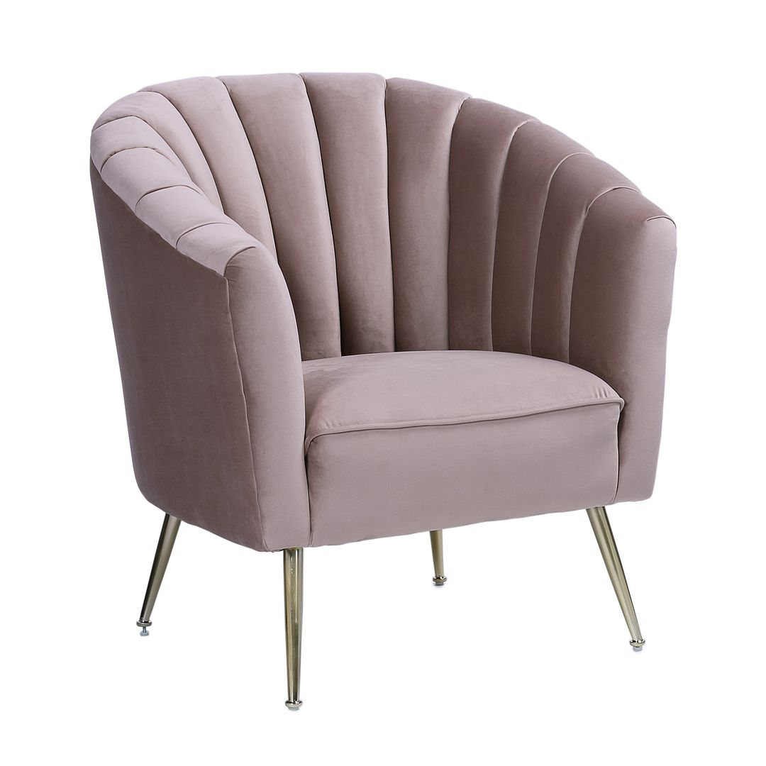 Manhattan Comfort Rosemont Blush & Gold Velvet Accent Chair