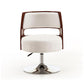 Manhattan Comfort Salon White & Polished Chrome Faux Leather Adjustable Height Swivel Accent Chair