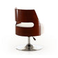 Manhattan Comfort Salon White & Polished Chrome Faux Leather Adjustable Height Swivel Accent Chair