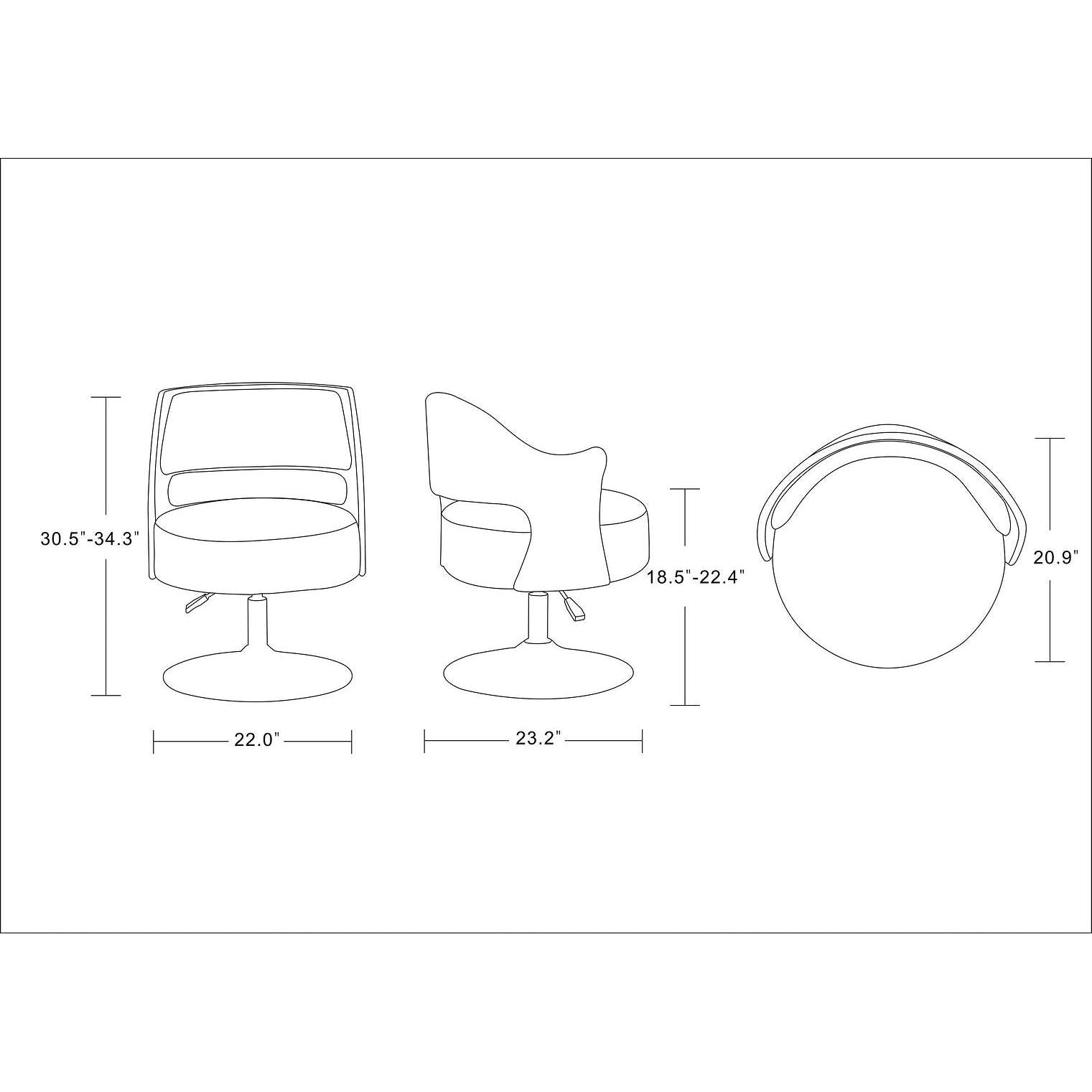 Manhattan Comfort Salon White & Polished Chrome Faux Leather Adjustable Height Swivel Accent Chair