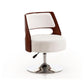 Manhattan Comfort Salon White & Polished Chrome Faux Leather Adjustable Height Swivel Accent Chair