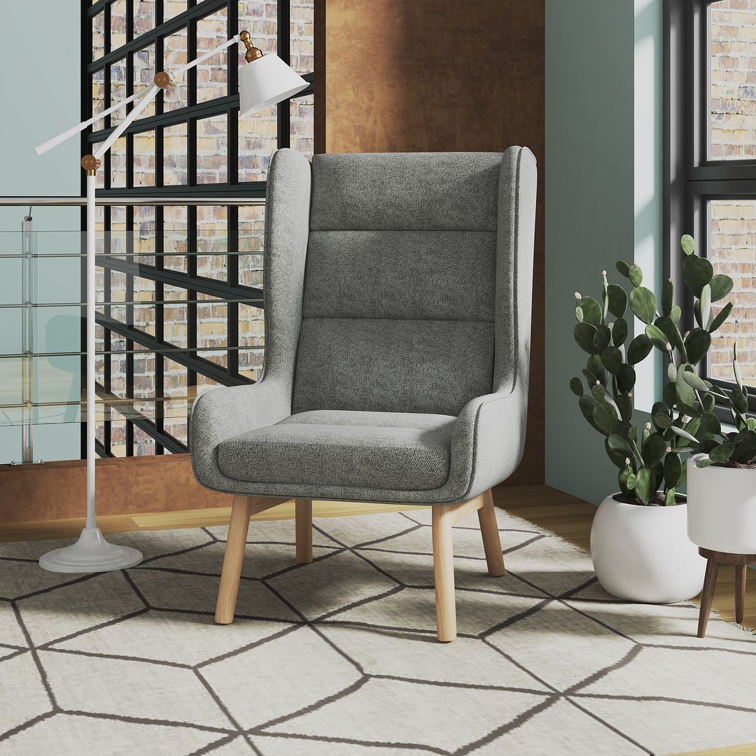 Manhattan Comfort Sampson Graphite & Natural Twill Accent Chair