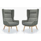 Manhattan Comfort Sampson Graphite & Natural Twill Accent Chairs In A Set Of 2