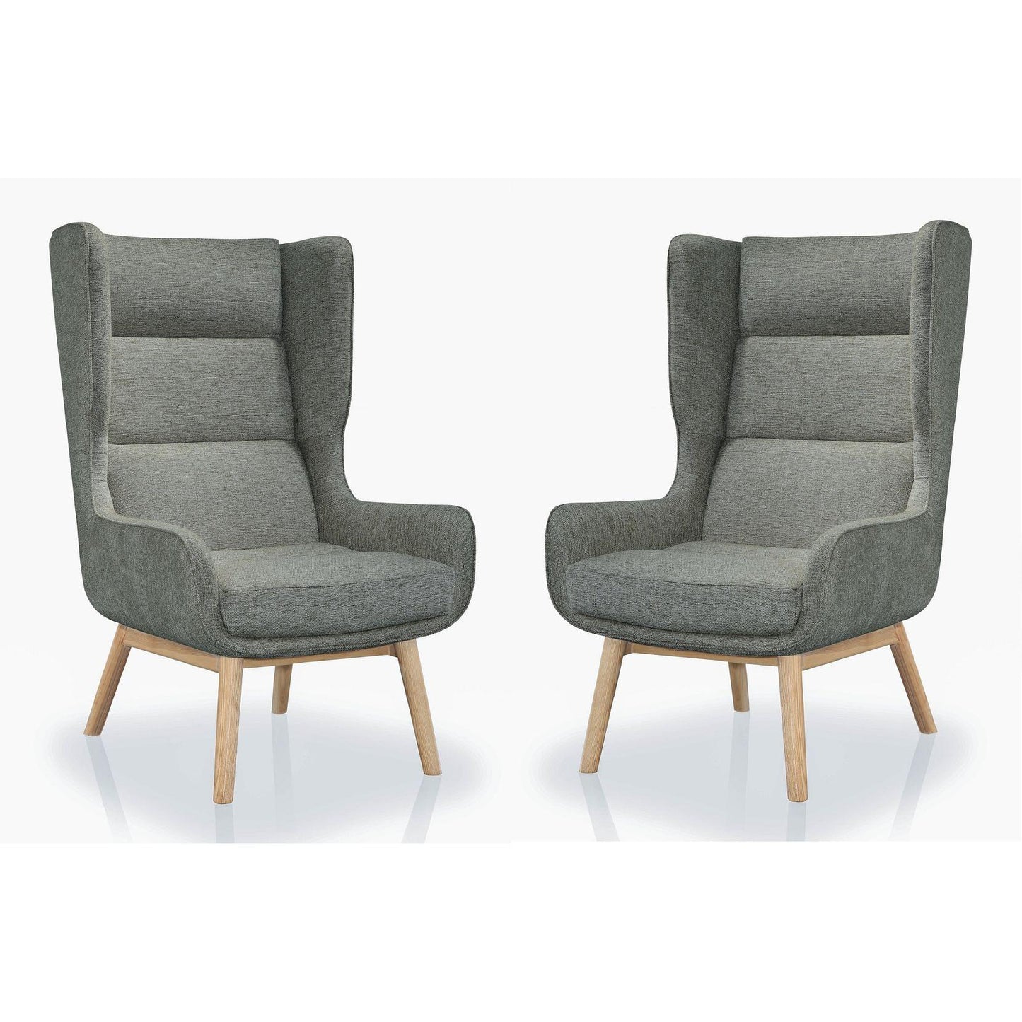 Manhattan Comfort Sampson Graphite & Natural Twill Accent Chairs In A Set Of 2