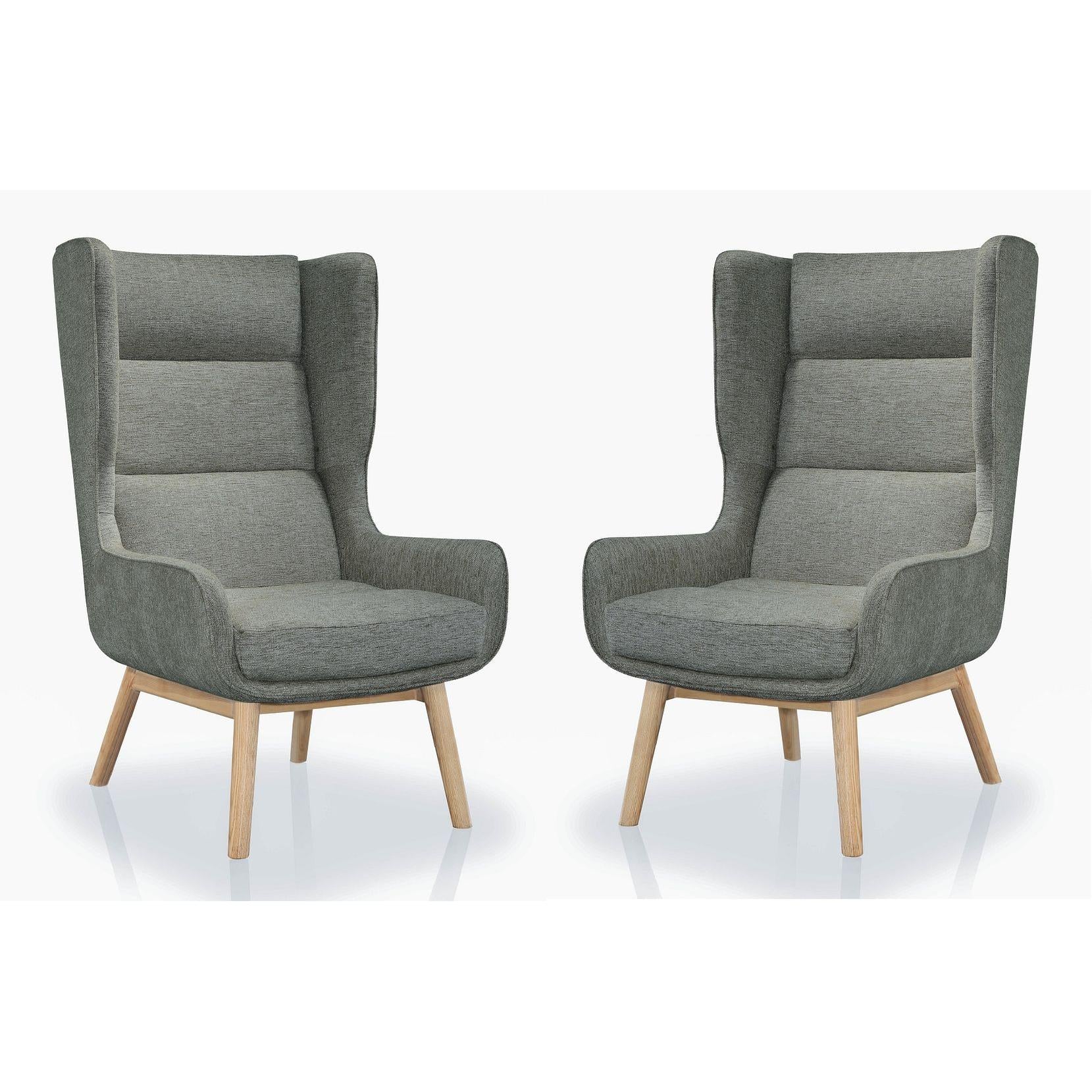 Manhattan Comfort Sampson Graphite & Natural Twill Accent Chairs In A Set Of 2
