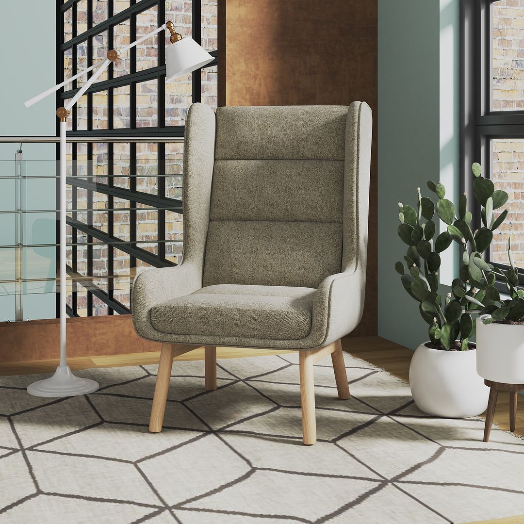 Manhattan Comfort Sampson Wheat & Natural Twill Accent Chair