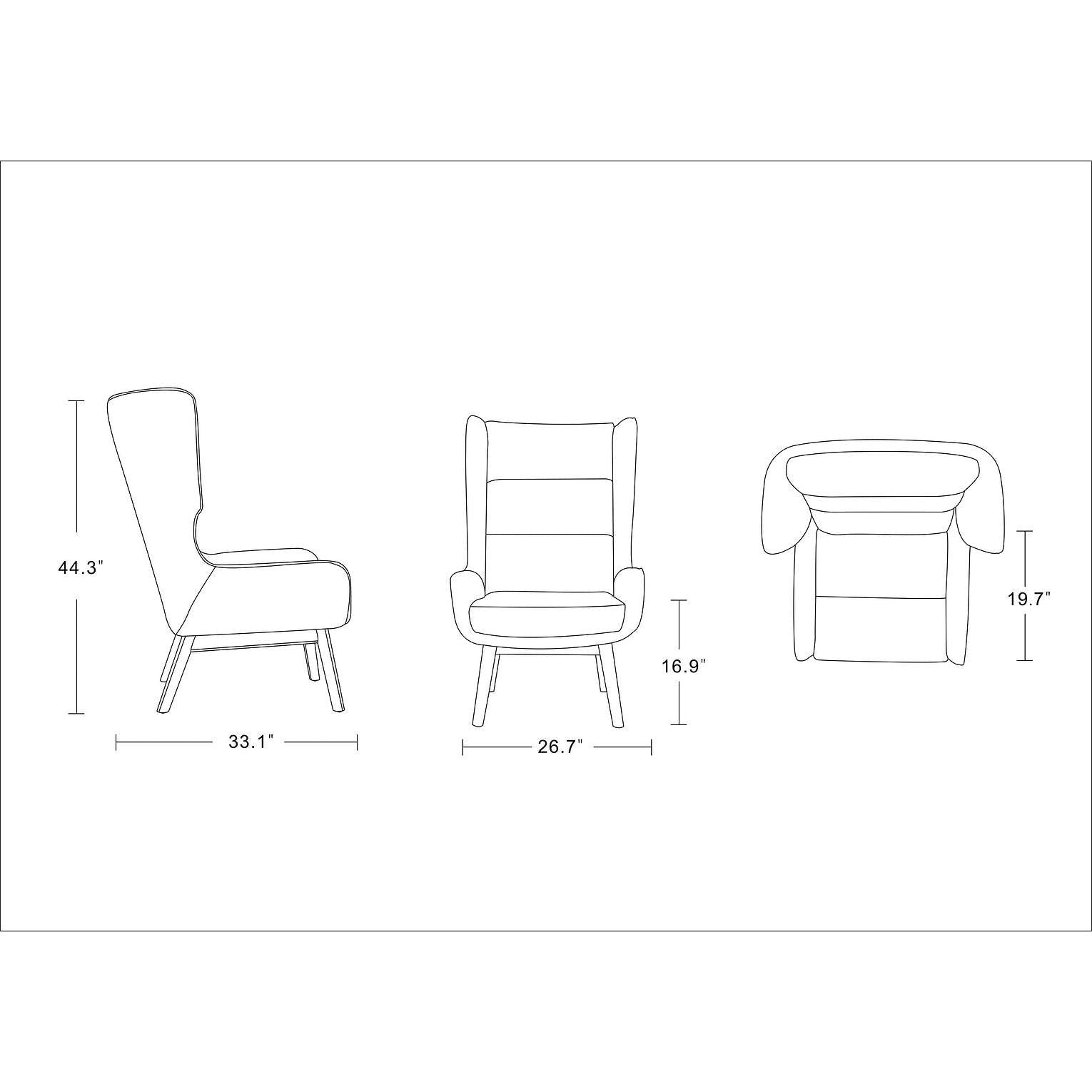 Manhattan Comfort Sampson Wheat & Natural Twill Accent Chairs In A Set Of 2