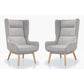 Manhattan Comfort Sampson Wheat & Natural Twill Accent Chairs In A Set Of 2