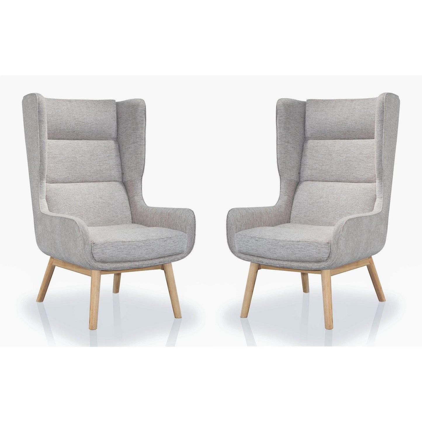 Manhattan Comfort Sampson Wheat & Natural Twill Accent Chairs In A Set Of 2