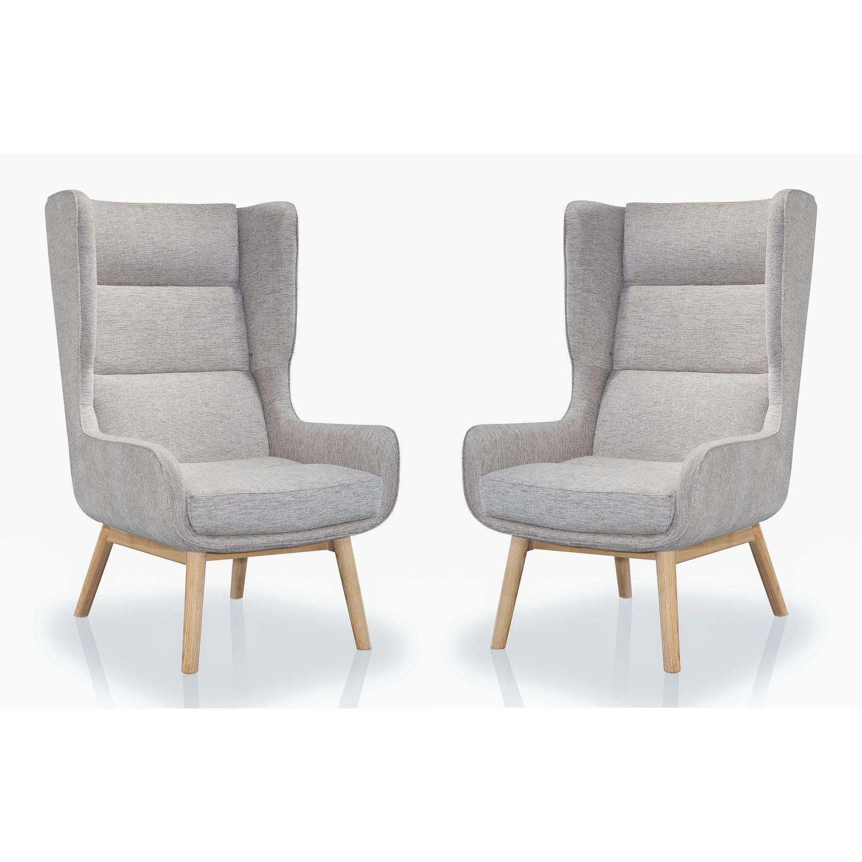 Manhattan Comfort Sampson Wheat & Natural Twill Accent Chairs In A Set Of 2