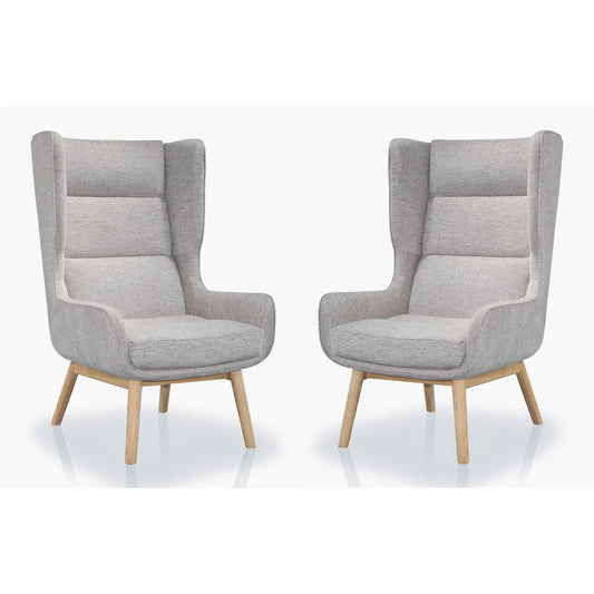 Manhattan Comfort Sampson Wheat & Natural Twill Accent Chairs In A Set Of 2