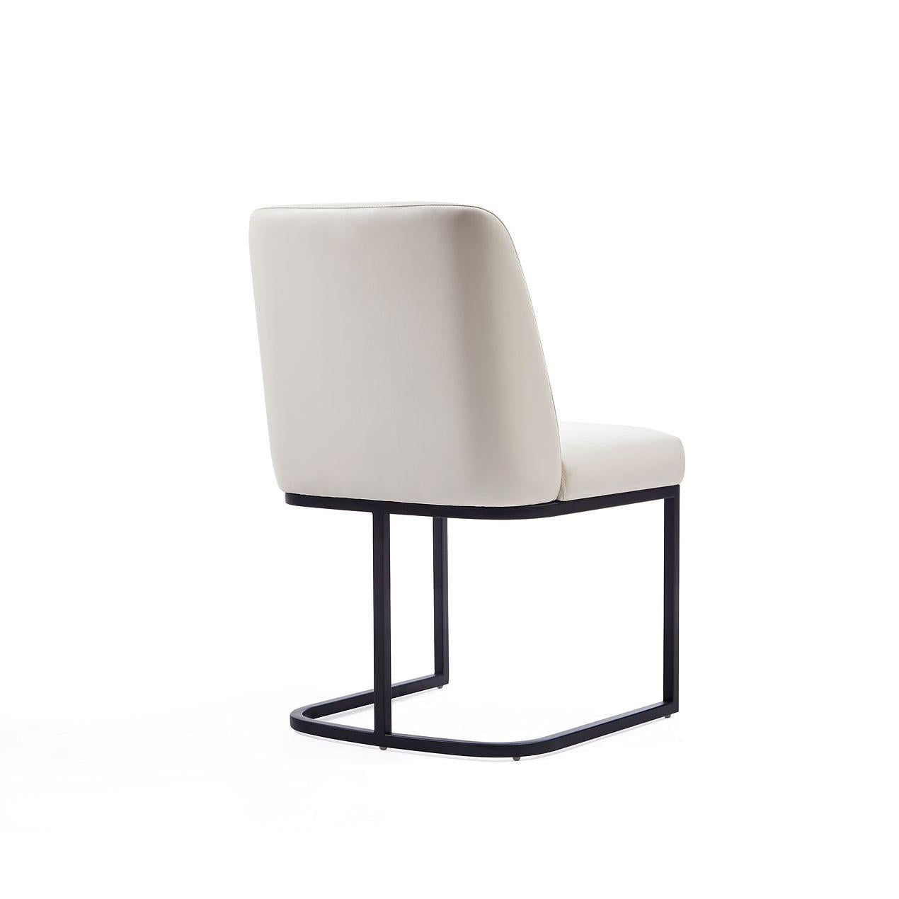 Manhattan Comfort Serena Faux Leather Dining Chair In Cream