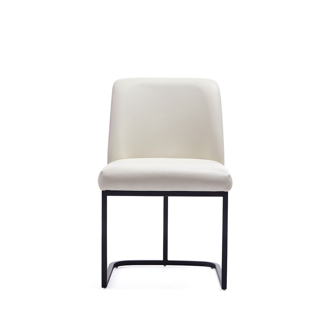 Manhattan Comfort Serena Faux Leather Dining Chair In Cream