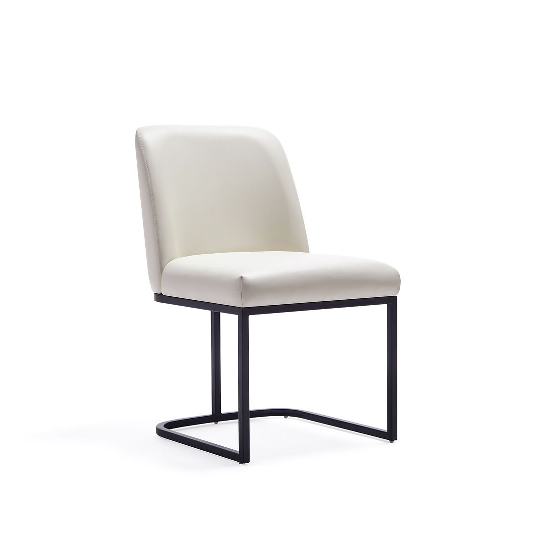 Manhattan Comfort Serena Faux Leather Dining Chair In Cream