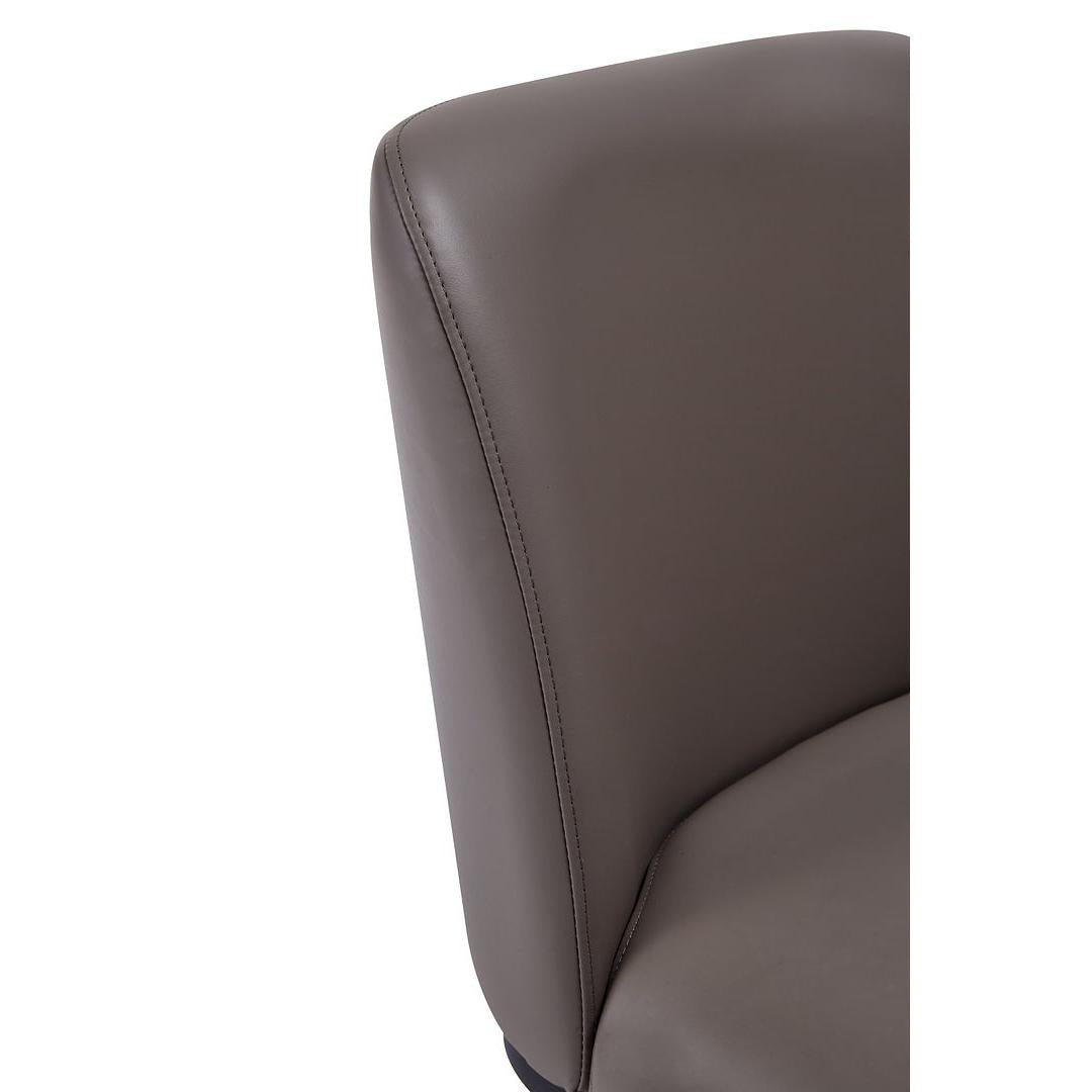 Manhattan Comfort Serena Faux Leather Dining Chair In Gray