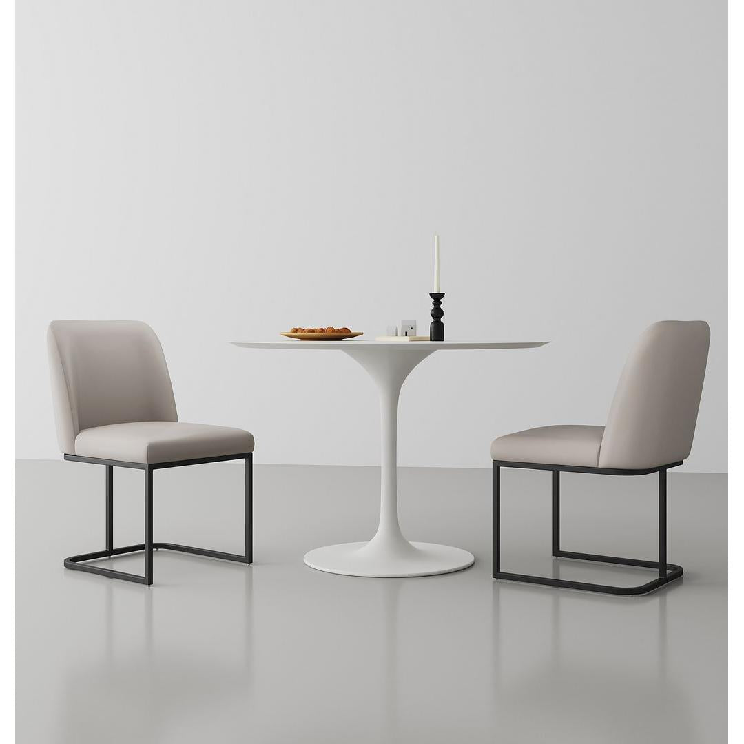 Manhattan Comfort Serena Faux Leather Dining Chair In Light Gray