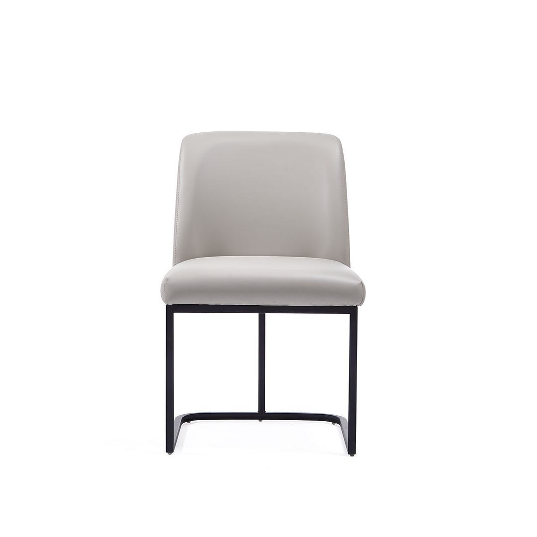 Manhattan Comfort Serena Faux Leather Dining Chair In Light Gray