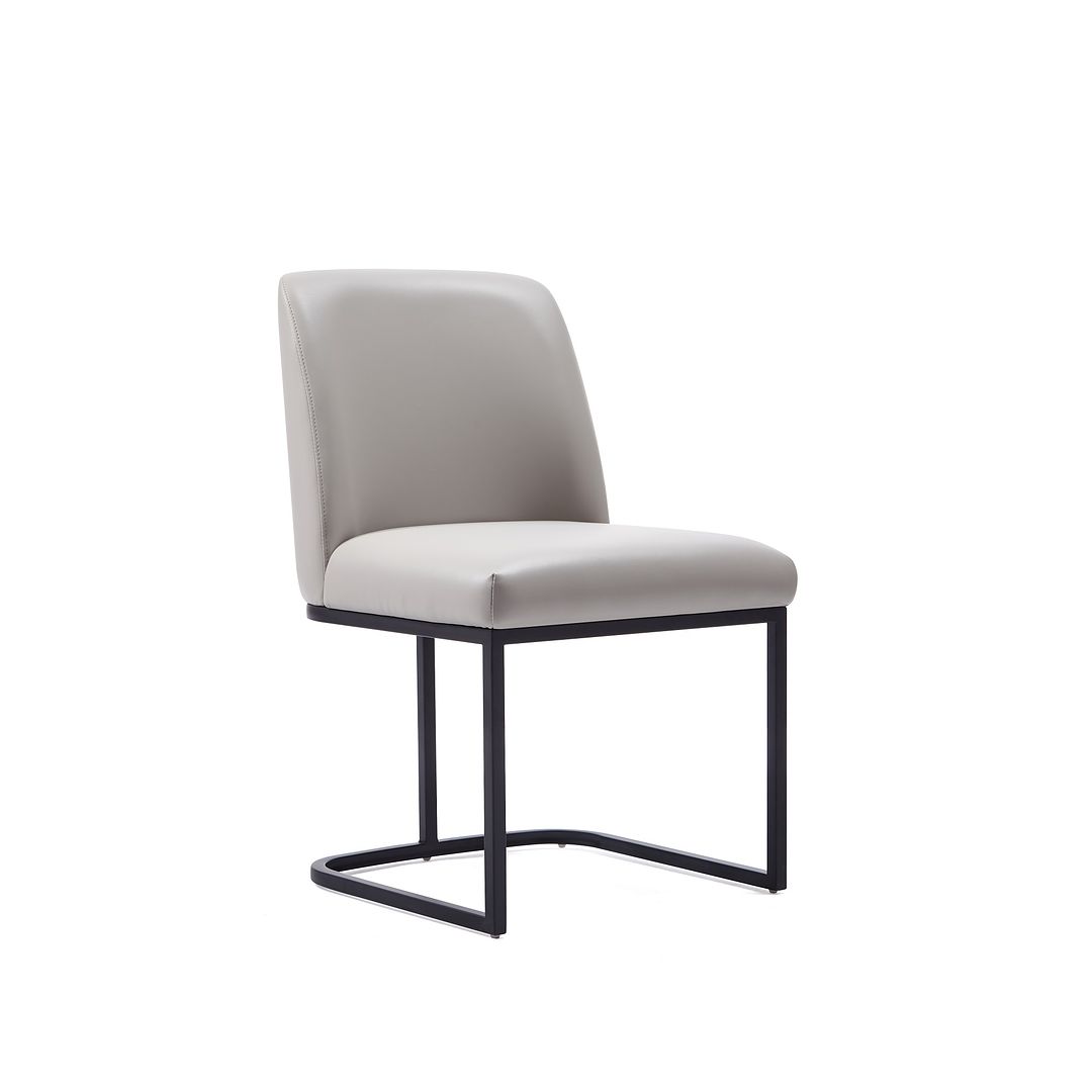 Manhattan Comfort Serena Faux Leather Dining Chair In Light Gray