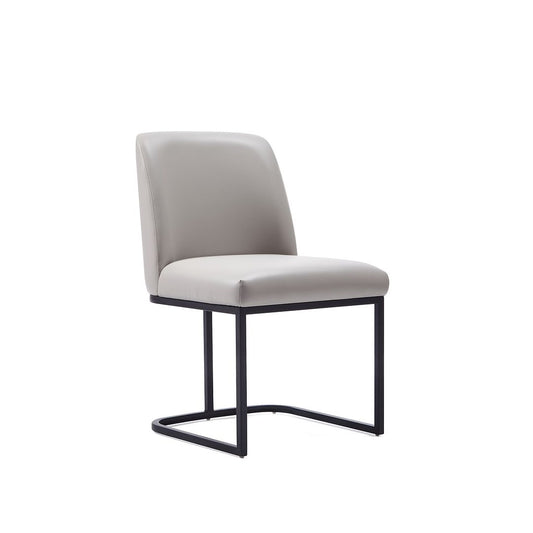 Manhattan Comfort Serena Faux Leather Dining Chair In Light Gray