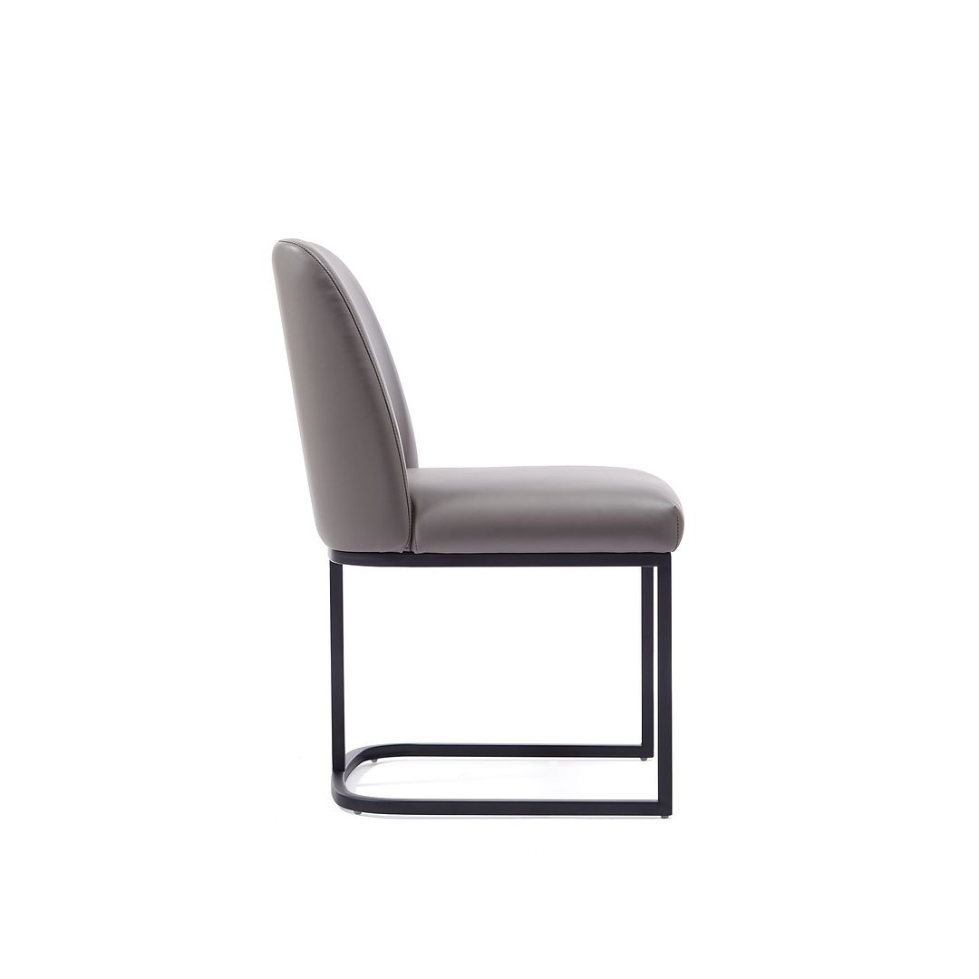 Manhattan Comfort Serena Faux Leather Gray Dining Chairs In A Set Of 2