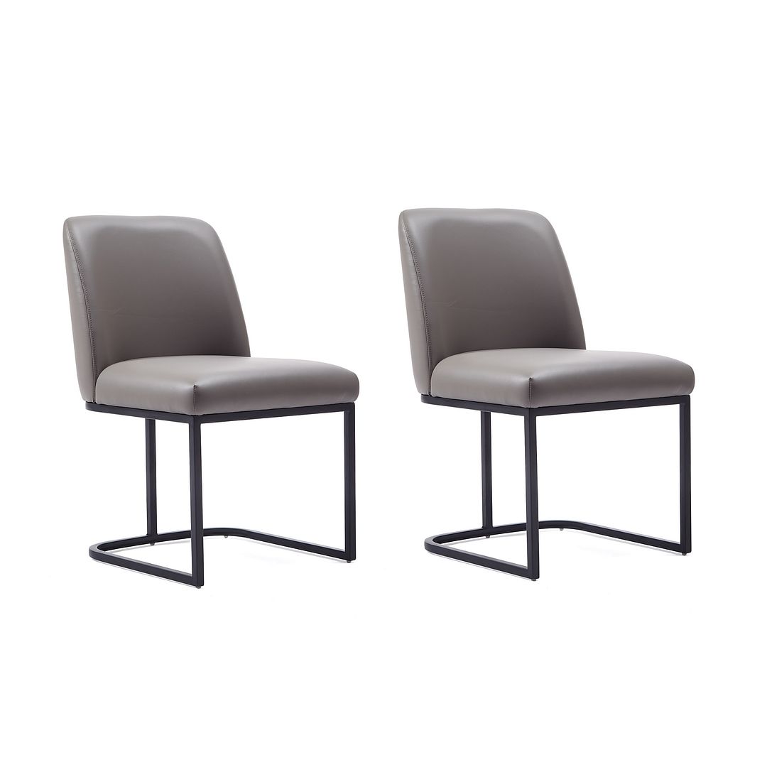 Manhattan Comfort Serena Faux Leather Gray Dining Chairs In A Set Of 2