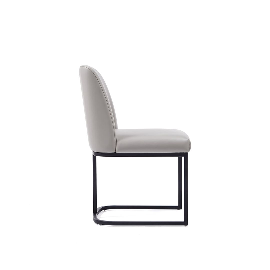 Manhattan Comfort Serena Faux Leather Light Gray Dining Chairs In A Set Of 2