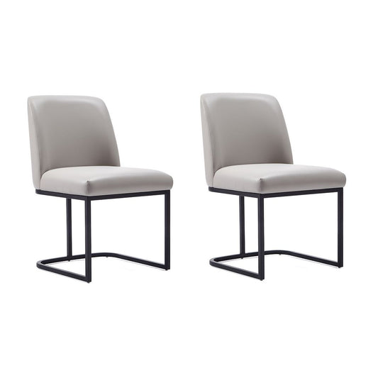 Manhattan Comfort Serena Faux Leather Light Gray Dining Chairs In A Set Of 2