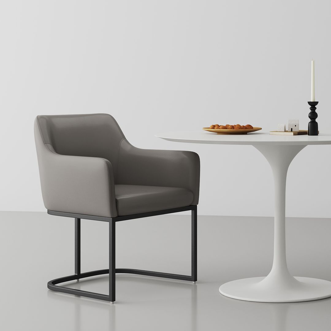 Manhattan Comfort Serena Gray Upholstered Dining Armchair