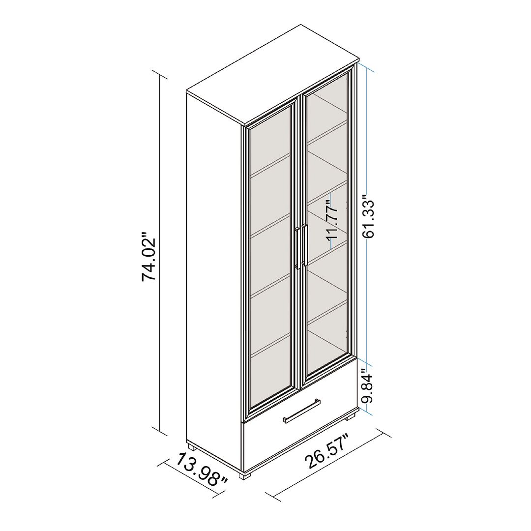 Manhattan Comfort Serra 1.0 5-Shelf Display Cabinet In White