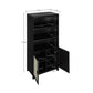 Manhattan Comfort Sheridan 31" 2-Piece Modern Cane Cabinet With Adjustable Shelves in Black