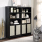 Manhattan Comfort Sheridan 31" 2-Piece Modern Cane Cabinet With Adjustable Shelves in Black