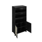 Manhattan Comfort Sheridan 31" 2-Piece Modern Cane Cabinet With Adjustable Shelves in Black