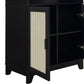 Manhattan Comfort Sheridan 31" 2-Piece Modern Cane Cabinet With Adjustable Shelves in Black