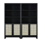 Manhattan Comfort Sheridan 31" 2-Piece Modern Cane Cabinet With Adjustable Shelves in Black