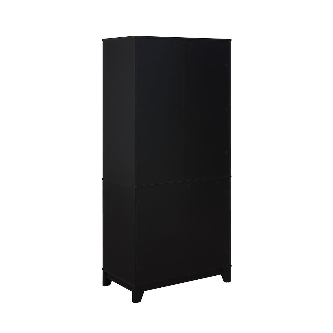 Manhattan Comfort Sheridan 31" Modern Cane Cabinet With Adjustable Shelves in Black