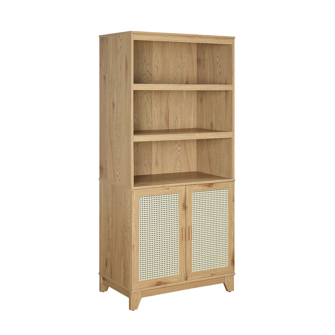 Manhattan Comfort Sheridan 31" Modern Cane Cabinet With Adjustable Shelves in Nature