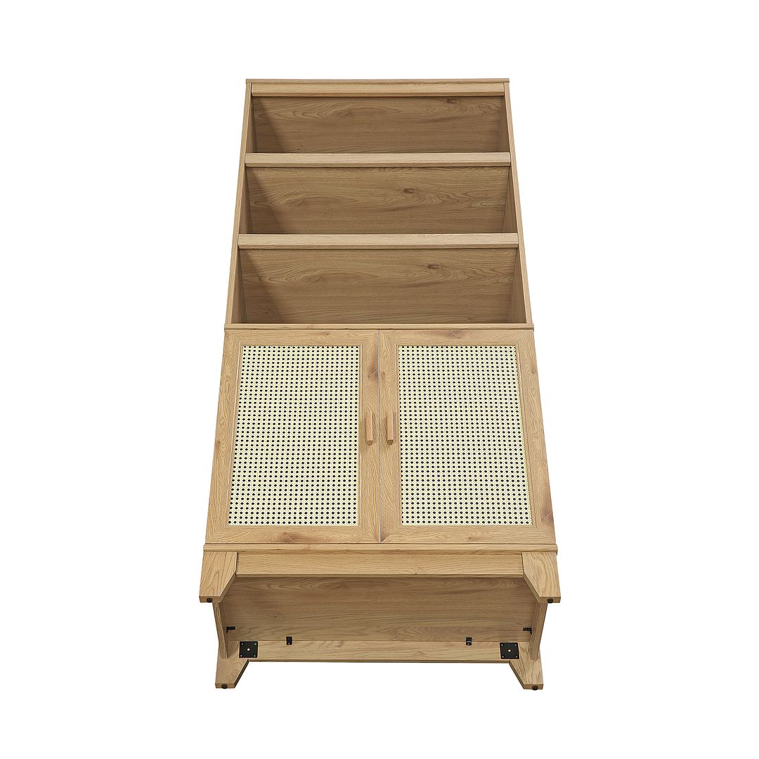 Manhattan Comfort Sheridan 31" Modern Cane Cabinet With Adjustable Shelves in Nature