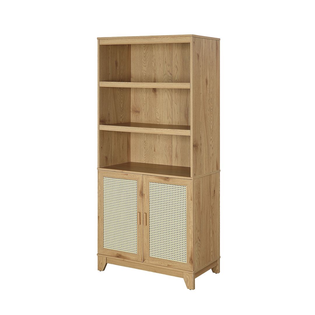 Manhattan Comfort Sheridan 31" Modern Cane Cabinet With Adjustable Shelves in Nature