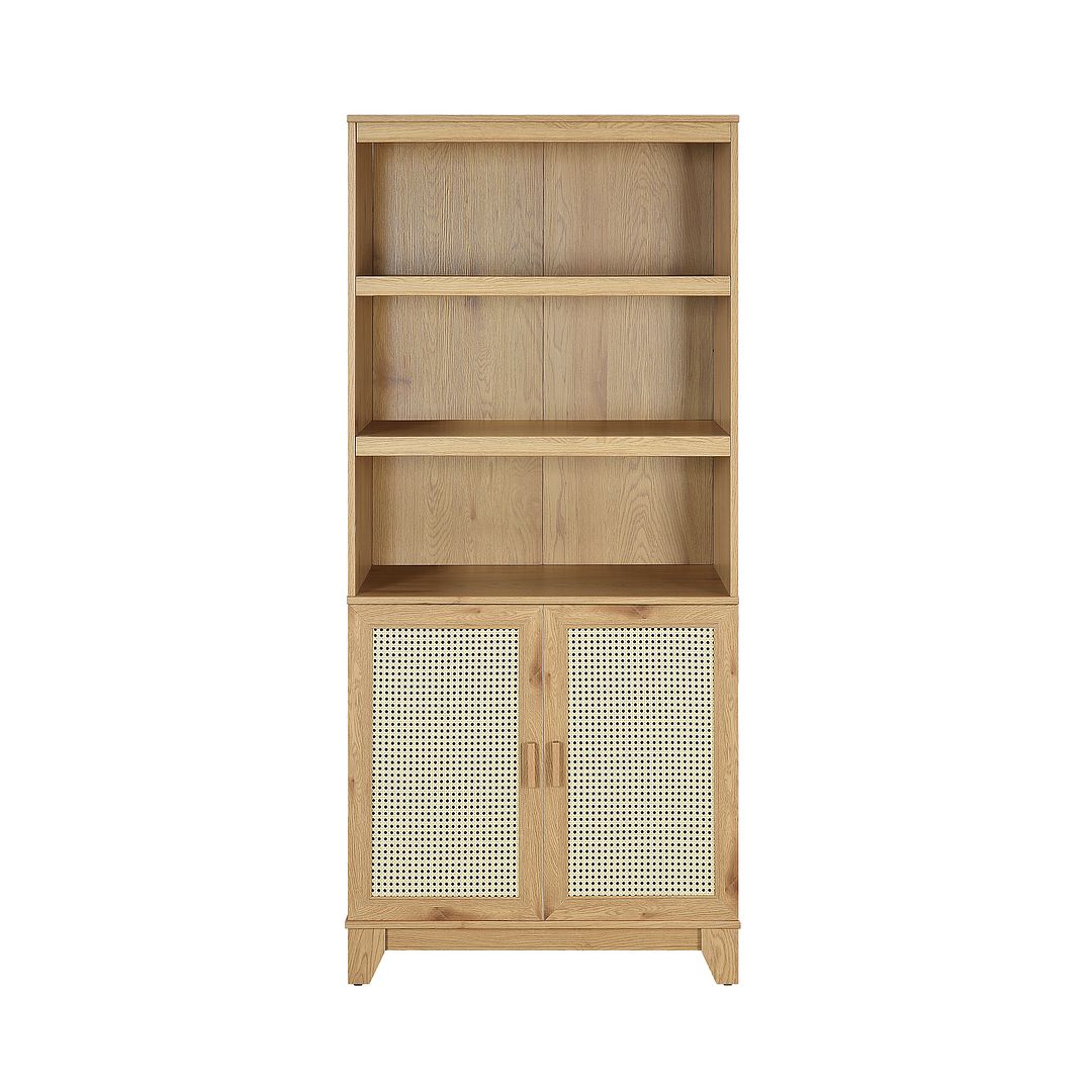 Manhattan Comfort Sheridan 31" Modern Cane Cabinet With Adjustable Shelves in Nature